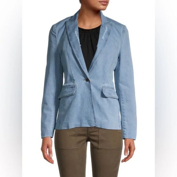 Central Park WestNew York x Revolve 2-in-one Hooded Denim Blazer XS FLAWED - Picture 3 of 15